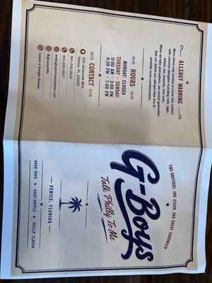 Menu photo 1 G Boys Cheesesteaks Venice, FL Menu photo 1 G Boys Cheesesteaks Venice, FL