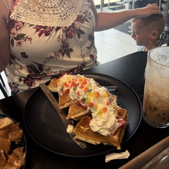 Rekt Brewing - Fruity Pebbles Brunch waffle - Breakfast & Brunch Near Me - Horseheads, New York Rekt Brewing - Fruity Pebbles Brunch waffle - Breakfast & Brunch Near Me - Horseheads, New York