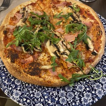 wetherspoons - The "Not So Much" Ham and Mushroom Pizza.   Not much ham, not many mushrooms, not much sauce, and not much cheese. - Pubs Near Me - London, XGL