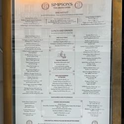 Simpson's in the Strand - Brass framed menu on the street