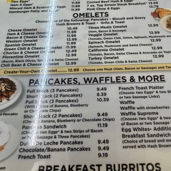 Cappy's Breakfast Cafe - menu - Menu from Cappy's Breakfast Cafe in Tucson, AZ, displaying options for omelets, pancakes, waffles, and breakfast burritos with prices and descriptions. - Breakfast & Brunch Near Me - Tucson, Arizona