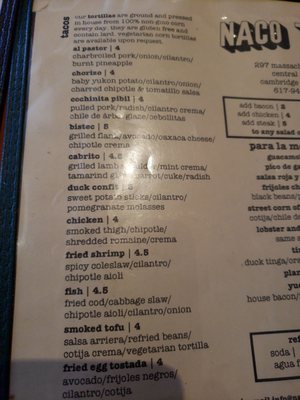 Menu photo 3 Naco Taco Cambridge, MA