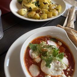 Vegetarian Benedict and shakshuka Vegetarian Benedict and shakshuka
