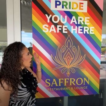 Saffron Restaurant and Lounge - Here's the owner actually fighting to keep her sign up after her landlord told her to take it down during pride month! - Persian/Iranian Near Me - Palm Springs, California