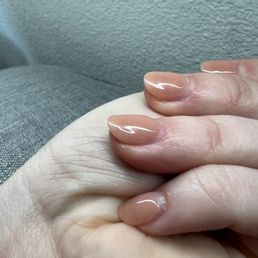 Transparent color - not well ground down so edges are bubbly and not growing out elegantly.