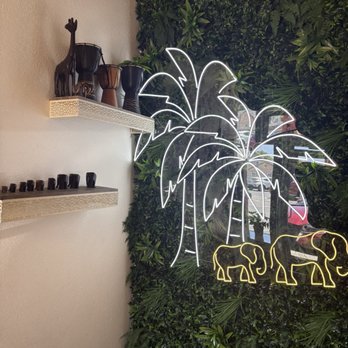 Golden Safari - Decor from the parking lot entry - African Near Me - Hayward, California