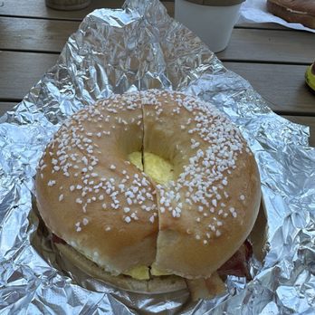 Salty Bagel - Salt Bagel with Bacon, Egg and Cheese - Bagels Near Me - Cocoa Beach, Florida