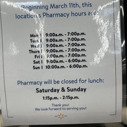Walmart Pharmacy - New hours