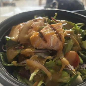 Shimogamo - Chandler - Salmon on side salad with added dressing - Sushi Bars Near Me - Chandler, Arizona Shimogamo - Chandler - Salmon on side salad with added dressing - Sushi Bars Near Me - Chandler, Arizona