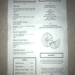 Tracy’s Place - Back side of menu