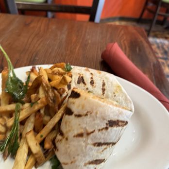 Cascalote Latin Bistro - Shrimp burrito and french Epazote Fries - Latin American Near Me - New York, New York