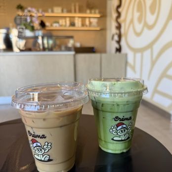 Crema - Iced peppermint white mocha and iced matcha. - Coffee & Tea Near Me - Sherman Oaks, California Crema - Iced peppermint white mocha and iced matcha. - Coffee & Tea Near Me - Sherman Oaks, California