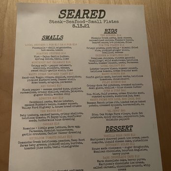 Seared - Menu - Seafood Near Me - Petaluma, California Seared - Menu - Seafood Near Me - Petaluma, California