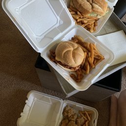 Boneless chicken wings (rosemary garlic), Big Boy Pulled Chicken Sandwich, and Crispy Chicken Sandwich.