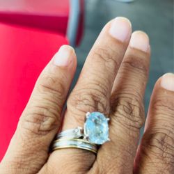 The Jewelry Doctor - Aquamarine stone set in platinum crown and setting