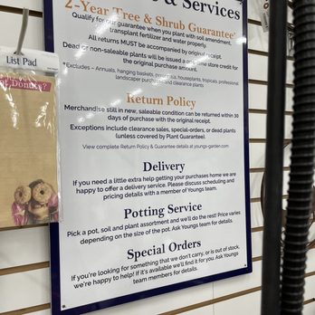 Young's Garden Center - Guarantee and return policy - Nurseries & Gardening Near Me - Roseburg, Oregon Young's Garden Center - Guarantee and return policy - Nurseries & Gardening Near Me - Roseburg, Oregon