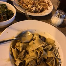 Prime Rib Stroganoff (bottom) Veal Parmigiana (top)