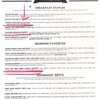 Four Friends Kitchen - Pancakes with the bourbon pecan praline are awesome. Crab & fried green tomato Benedict is out of this world! - Southern Near Me - Denver, Colorado