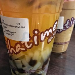 QQ Mango Juice ... just means there's boba and coconut jelly in it