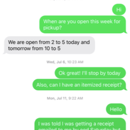 total crickets for 3 weeks and no proactive updates despite saying they'd send an itemized receipt by end of day and expedite my order
