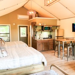Son's Geronimo - The interior of a waterfront cabin at Son's Geronimo, near New Braunfels.