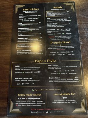 Menu photo 1 Papa's Place Clovis, CA