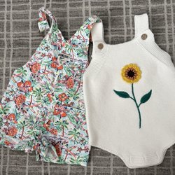 Once Upon A Child - Oshkosh overalls and knit romper