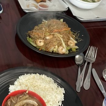 MediterrAsian Bistro - Filipino Beef Steak (Bistek), Chicken Spring Roll/Lumpia (10 Pcs), Sinigang, Rice noodles (Filipino Pancit) - Mediterranean Near Me - Durham, North Carolina