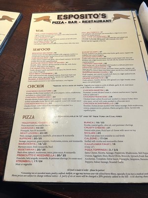 Menu photo 3 Esposito's Pizza Bar Restaurant Davie, FL Menu photo 3 Esposito's Pizza Bar Restaurant Davie, FL