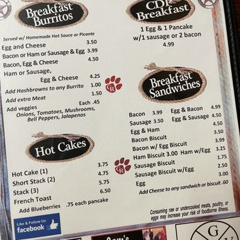 Debbies Restaurant - Menu 3 - Breakfast & Brunch Near Me - Glen Rose, Texas