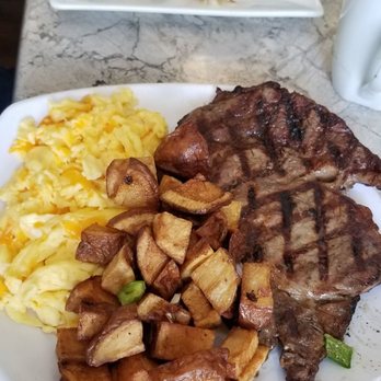 Crepe Creation Cafe - Ribeye with eggs,  potatoes - Creperies Near Me - Myrtle Beach, South Carolina