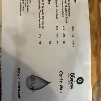 Oliviera - Drink menu - Mediterranean Near Me - Nice, 06