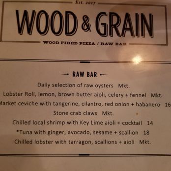Wood & Grain - Raw bar menu - Pizza Near Me - Mount Pleasant, South Carolina
