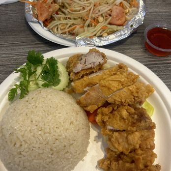 Chick Corner Thai Kitchen - Got the Hainan Fried Chicken and Papaya Salad, and everything was so good!!!! - Thai Near Me - Valley Village, California Chick Corner Thai Kitchen - Got the Hainan Fried Chicken and Papaya Salad, and everything was so good!!!! - Thai Near Me - Valley Village, California