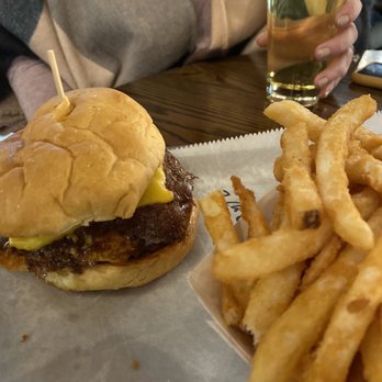 Mac's Local Eats - Double cheeseburger with a fried green tomato & fries - American Near Me - St Louis, Missouri Mac's Local Eats - Double cheeseburger with a fried green tomato & fries - American Near Me - St Louis, Missouri