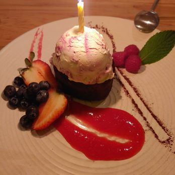 Mad & Vin - Complimentary Birthday chocolate flour cake, ice cream, fresh berries. - New American Near Me - Solvang, California Mad & Vin - Complimentary Birthday chocolate flour cake, ice cream, fresh berries. - New American Near Me - Solvang, California