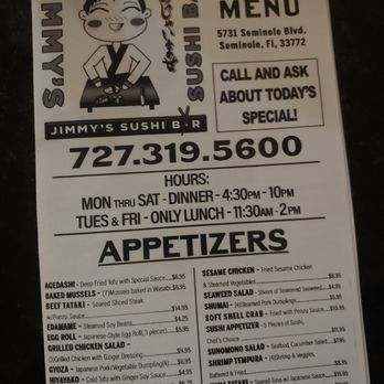 Jimmy's Sushi Bar - Menu - Sushi Bars Near Me - Seminole, Florida Jimmy's Sushi Bar - Menu - Sushi Bars Near Me - Seminole, Florida