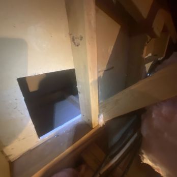Attic Solutions - huge opening to another area of attic not closed off with rodent droppings - Insulation Installation Near Me - Oakland, California Attic Solutions - huge opening to another area of attic not closed off with rodent droppings - Insulation Installation Near Me - Oakland, California