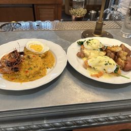 Prawns and biscuits and Salmon Benedict Prawns and biscuits and Salmon Benedict