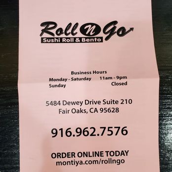 Roll n Go Sushi - Menu cover - Sushi Bars Near Me - Fair Oaks, California Roll n Go Sushi - Menu cover - Sushi Bars Near Me - Fair Oaks, California