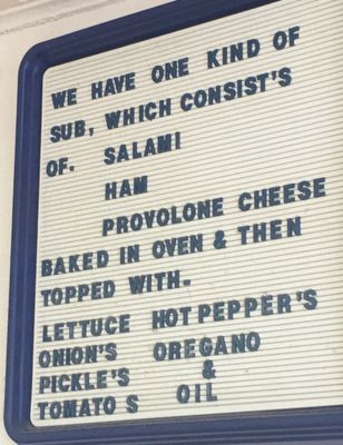 Menu photo 2 Marian's Sub Shop Ruskin, FL
