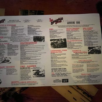 Shorty's BBQ - Menu as of 1/25/23. - Barbeque Near Me - Davie, Florida