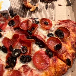 Pepperoni Pizza with olives and anchovies Pepperoni Pizza with olives and anchovies