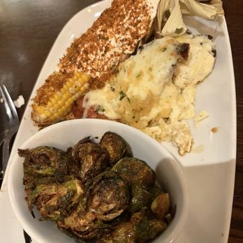 Logan's Roadhouse - Parmesan Crusted Chicken, Corn, Brussel Sprouts - Steakhouses Near Me - Grove City, Ohio