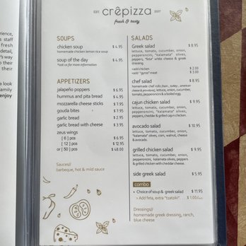 Crêpizza - a menu for a restaurant - Pizza Near Me - Charleston, West Virginia
