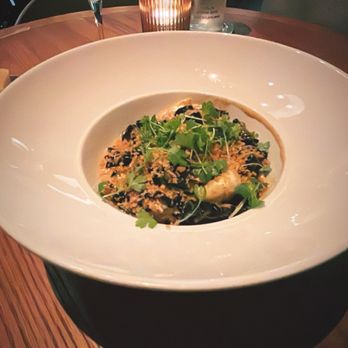 Marmo - Squid Ink Pasta with crab, and uni cream sauce - Italian Near Me - Houston, Texas