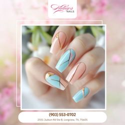 Kathy's Nails - Modern lines meet soft pastel tones for a unique and trendy finish. A perfect blend of art and style. Book your glow-up now!