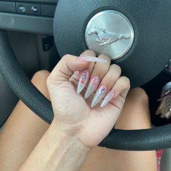 Golden Nails Spa - full acrylic set w decals & real dried flowers, and deluxe pedicure all gel $180 - Nail Salons Near Me - Tempe, Arizona