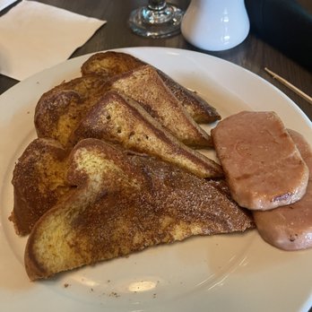 Kona Cafe - French Toast with Spiced Ham (aka, regular spam!) it comes with caramel banana sauce (see my next pic) - Sushi Bars Near Me - Lake Buena Vista, Florida