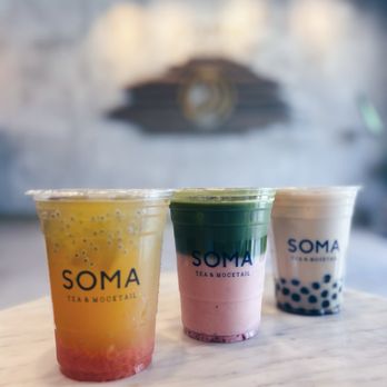 SOMA Tea & Mocktail - HIGH MOUNTAIN GREEN TEA WITH MANGO AND GRAPEFRUIT, STRAWBERRY MATCHA, and MUSHU DRAGON OOLONG MILK TEA WITH BOBA | IG:@stacy.eats - Bubble Tea Near Me - Irvine, California SOMA Tea & Mocktail - HIGH MOUNTAIN GREEN TEA WITH MANGO AND GRAPEFRUIT, STRAWBERRY MATCHA, and MUSHU DRAGON OOLONG MILK TEA WITH BOBA | IG:@stacy.eats - Bubble Tea Near Me - Irvine, California